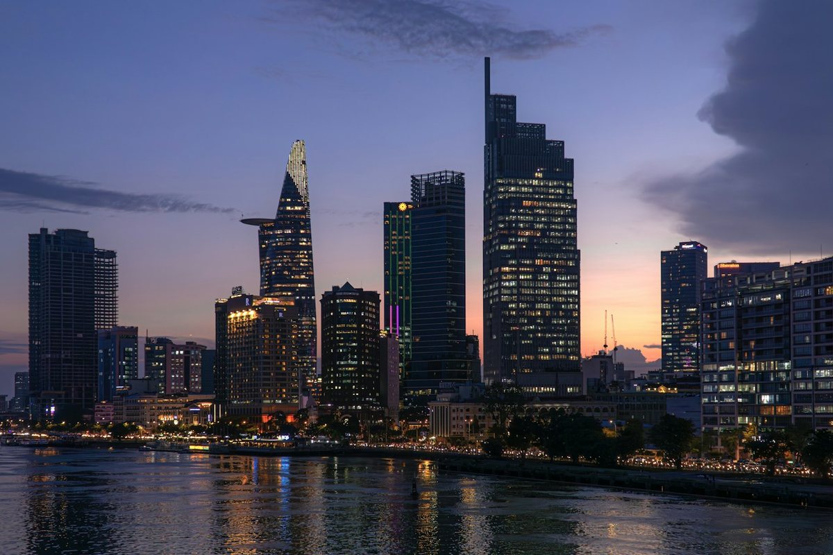 a view of a city at night from across the water